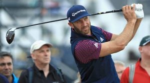 Dustin Johnson could hit some booming drives at a dry Carnoustie during the British Open.