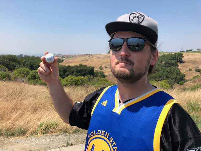 One fo the many Steph Curry fans who got a golf ball from the All-Star.