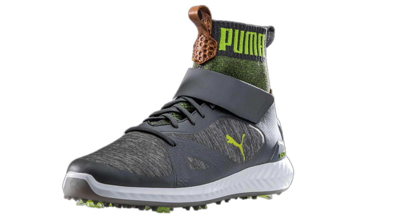 Here's another view of the Puma Ignite PWRADAPT Hi-Top golf shoe.