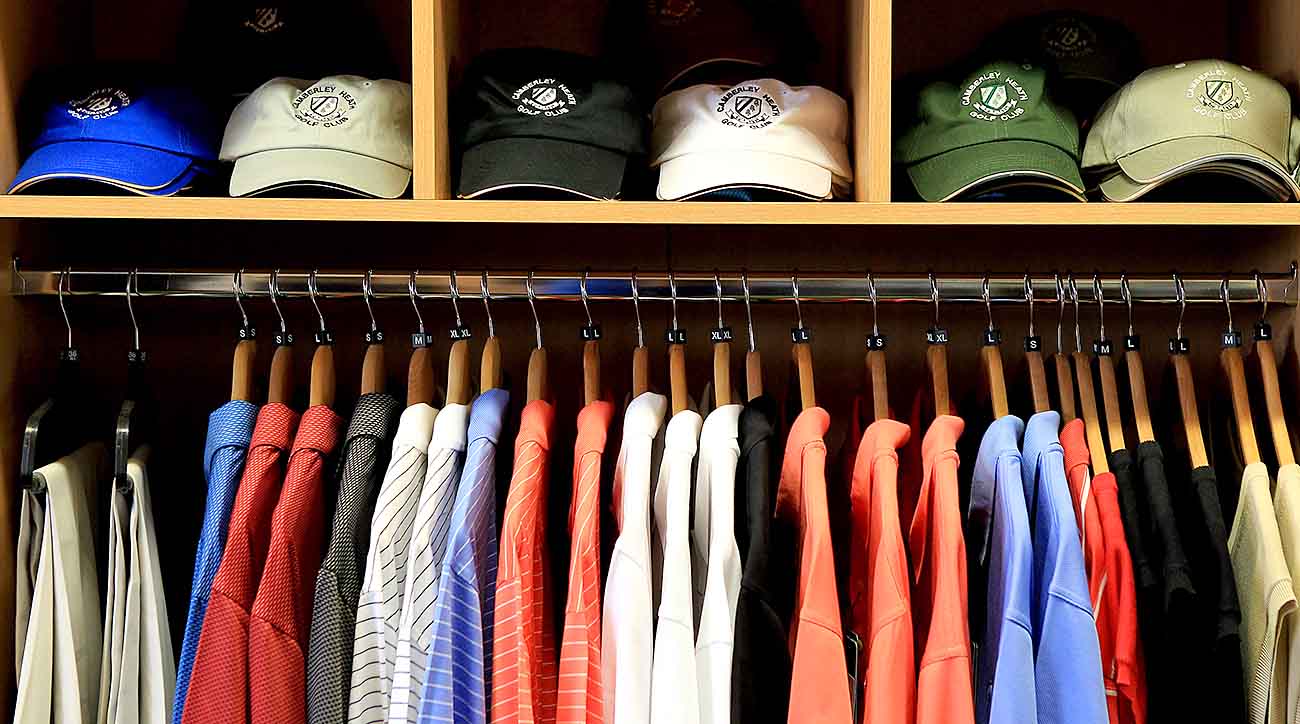 Golf pro shop, hats, polos