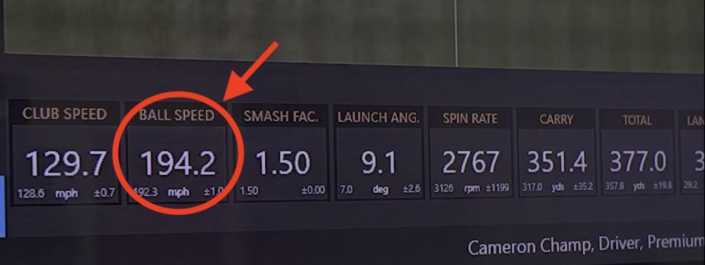 Cameron Champ can crank up his Trackman numbers to the mid 190s whenever he wants