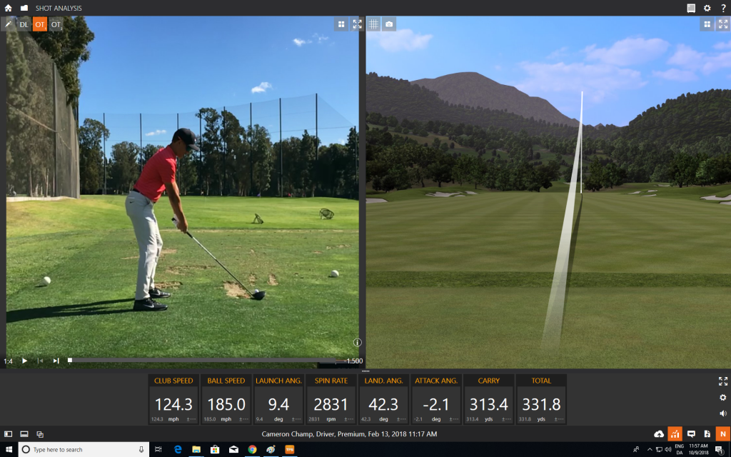 Cameron Champion's Trackman stats on an average range day show a 185 mph ball speed