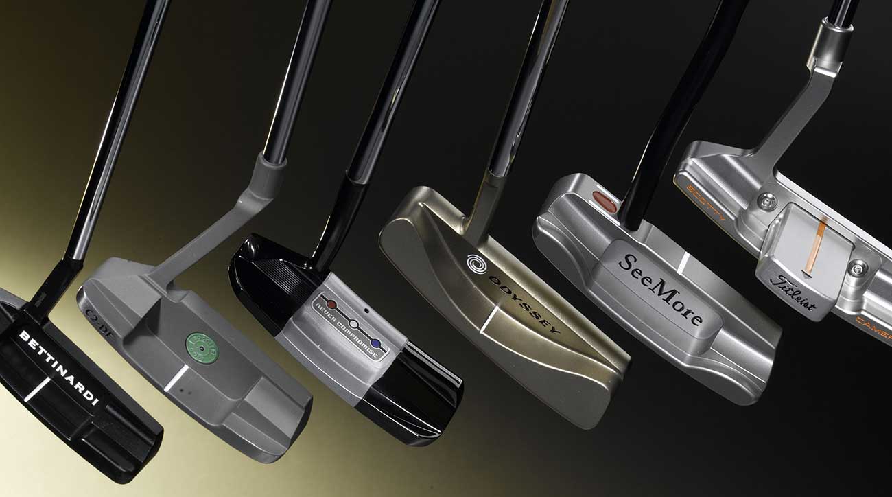 Collection of golf putters.