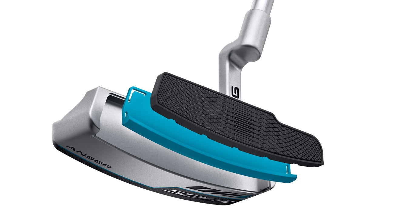 An artistic rendering of the new dual-durometer face insert on a Ping Sigma 2 Anser putter.