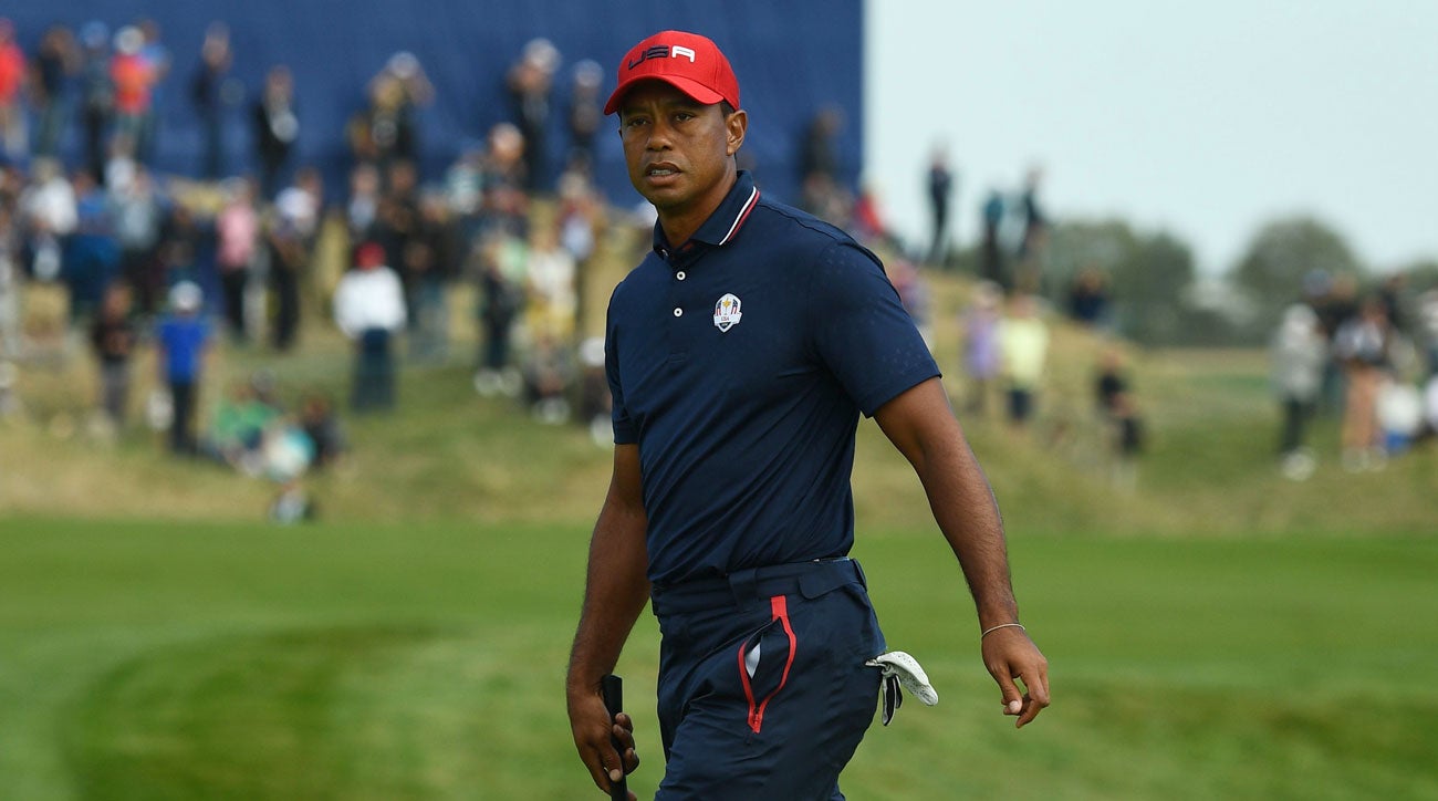 Tiger Woods pictured during the final day of the 2018 Ryder Cup at Le Golf National.