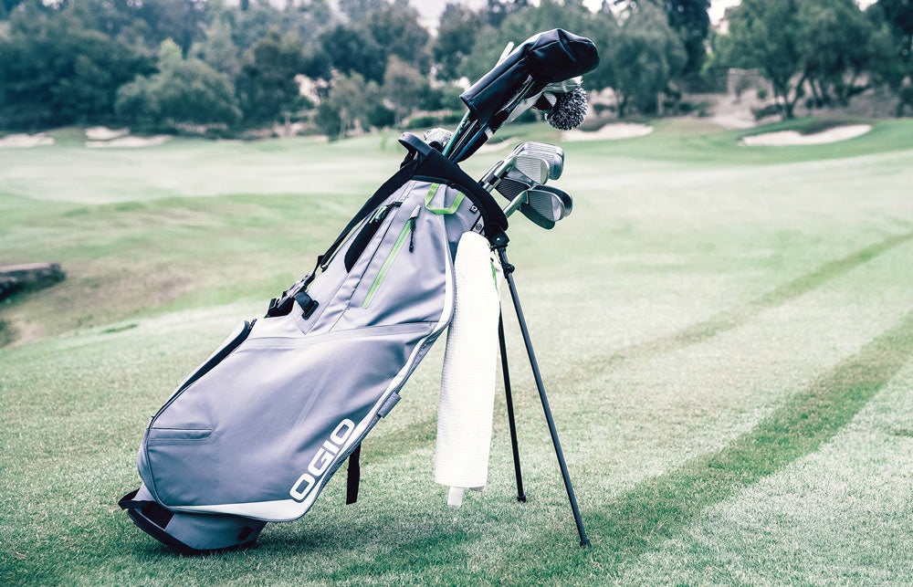 The Ogio Shadow Fuse 304 golf stand bag in action on the course.