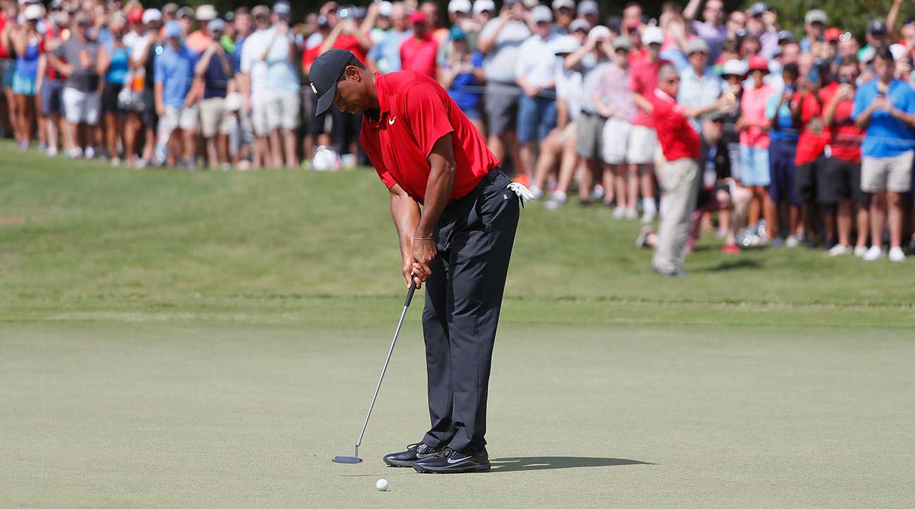 Tiger Woods putts during the Tour Championship.