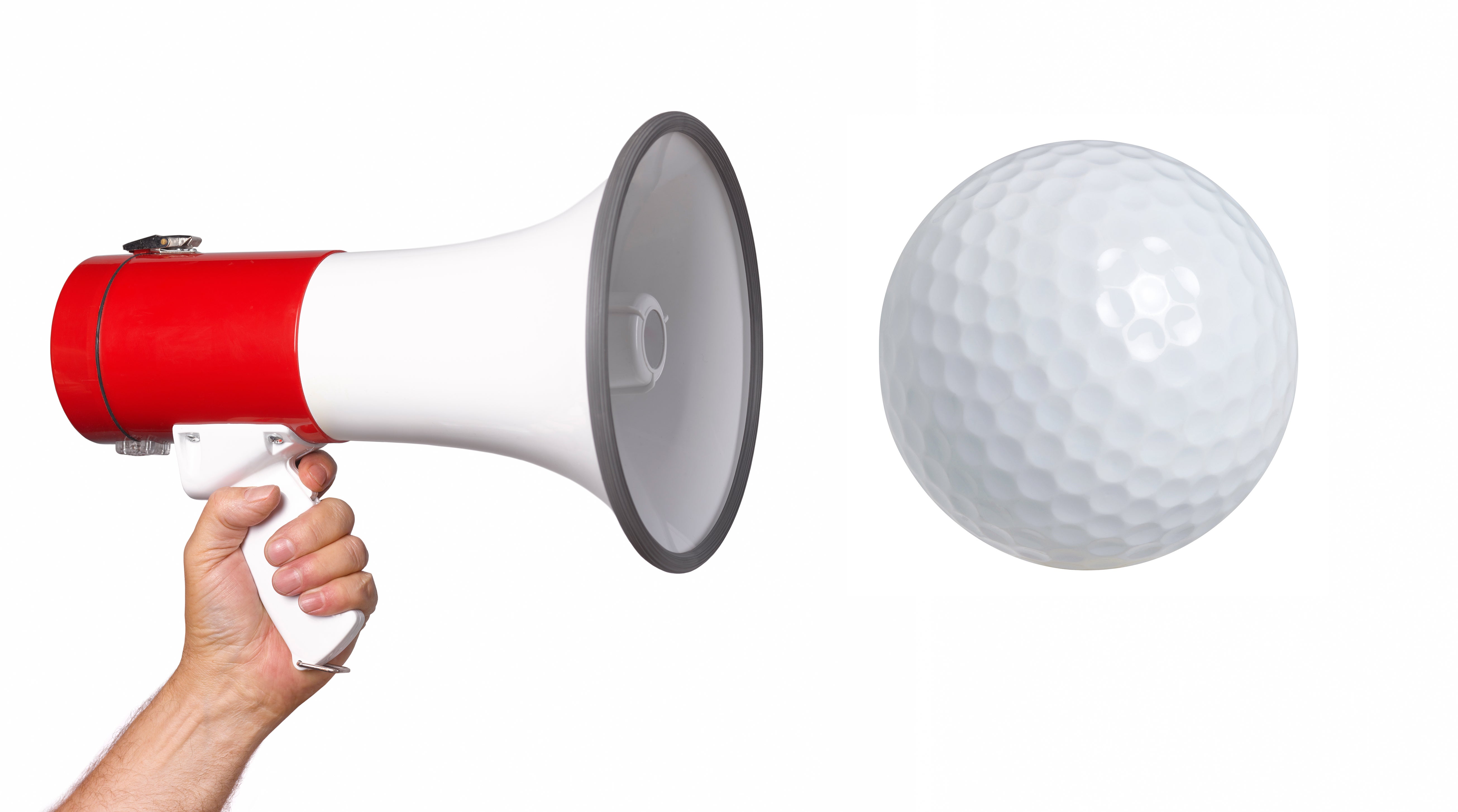 Bullhorn and golf ball