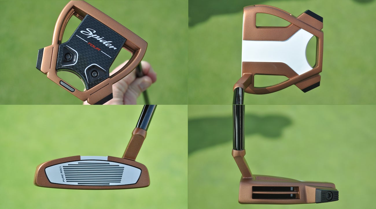 In-hand photos of Dustin Johnson's TaylorMade 2019 Spider Tour putter. 