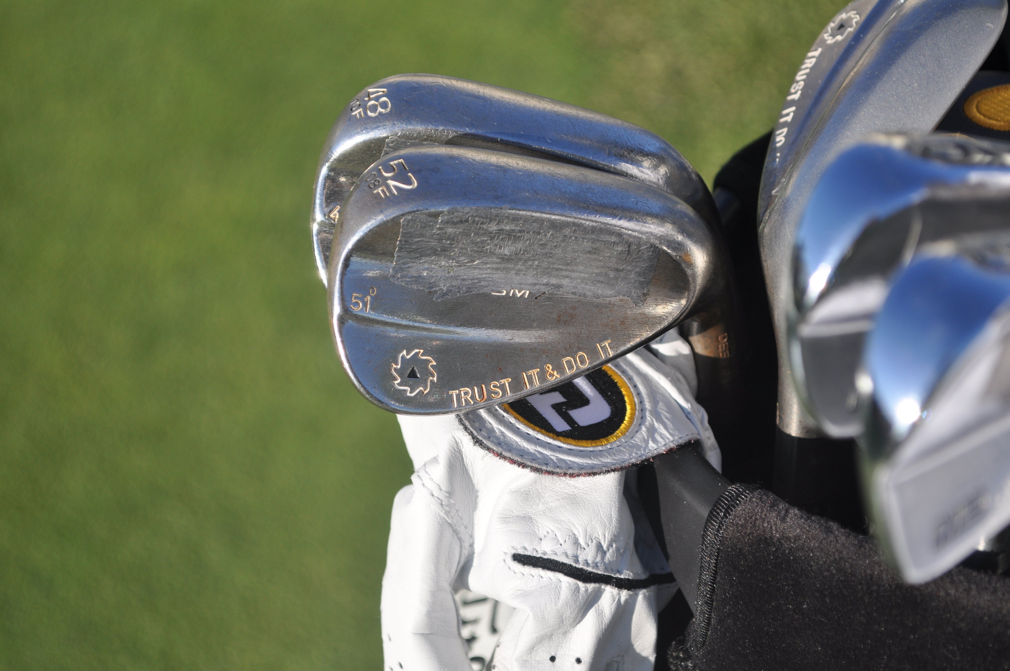 Whee Kim stays positive with the "Trust it Do it" stamping on his Titleist Vokey Design SM7 wedge.